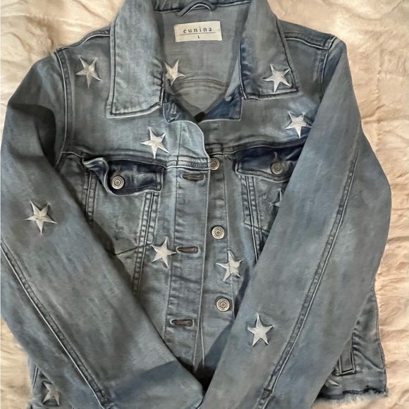 Denim jacket with embroidered stars